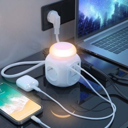 Regleta con Interruptor y Luz Nocturna Aisens ASPS-2A1CLPQ02-W/ 4 Tomas de Corriente/ 1 USB Tipo-C PD/ 2 USB/ Cable 1.8m/ Blanco Regleta con Interruptor y Luz Nocturna Aisens ASPS-2A1CLPQ02-W/ 4 Tomas de Corriente/ 1 USB Tipo-C PD/ 2 USB/ Cable 1.8m/ Blanco