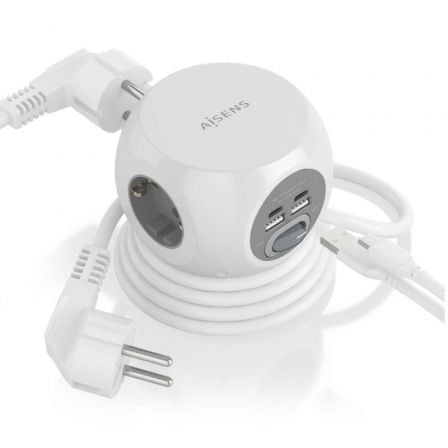 Regleta con Interruptor Aisens ASPS-2A2C04-W/ 3 Tomas de Corriente/ 2 USB Tipo-C/ 2 USB/ Cable 1.4m/ Blanco Regleta con Interruptor Aisens ASPS-2A2C04-W/ 3 Tomas de Corriente/ 2 USB Tipo-C/ 2 USB/ Cable 1.4m/ Blanco