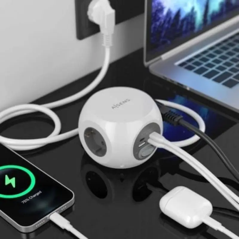 Regleta con Interruptor Aisens ASPS-2A2C04-W/ 3 Tomas de Corriente/ 2 USB Tipo-C/ 2 USB/ Cable 1.4m/ Blanco Regleta con Interruptor Aisens ASPS-2A2C04-W/ 3 Tomas de Corriente/ 2 USB Tipo-C/ 2 USB/ Cable 1.4m/ Blanco