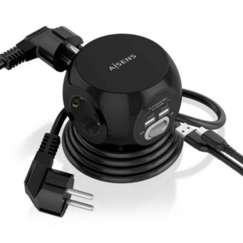 Regleta con Interruptor Aisens ASPS-2A2C05-BK/ 3 Tomas de Corriente/ 2 USB Tipo-C/ 2 USB/ Cable 1.4m/ Negro Regleta con Interruptor Aisens ASPS-2A2C05-BK/ 3 Tomas de Corriente/ 2 USB Tipo-C/ 2 USB/ Cable 1.4m/ Negro