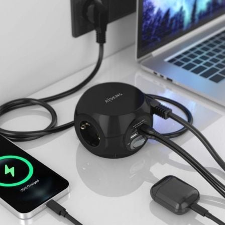 Regleta con Interruptor Aisens ASPS-2A2C05-BK/ 3 Tomas de Corriente/ 2 USB Tipo-C/ 2 USB/ Cable 1.4m/ Negro Regleta con Interruptor Aisens ASPS-2A2C05-BK/ 3 Tomas de Corriente/ 2 USB Tipo-C/ 2 USB/ Cable 1.4m/ Negro