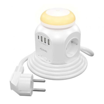 Regleta con Interruptor y Luz Nocturna Aisens ASPS-3A1CL01-W/ 4 Tomas de Corriente/ 1 USB Tipo-C/ 3 USB/ Cable 1.8m/ Blanco Regleta con Interruptor y Luz Nocturna Aisens ASPS-3A1CL01-W/ 4 Tomas de Corriente/ 1 USB Tipo-C/ 3 USB/ Cable 1.8m/ Blanco