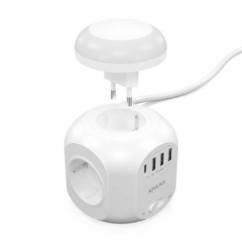 Regleta con Interruptor y Luz Nocturna Aisens ASPS-3A1CL01-W/ 4 Tomas de Corriente/ 1 USB Tipo-C/ 3 USB/ Cable 1.8m/ Blanco Regleta con Interruptor y Luz Nocturna Aisens ASPS-3A1CL01-W/ 4 Tomas de Corriente/ 1 USB Tipo-C/ 3 USB/ Cable 1.8m/ Blanco