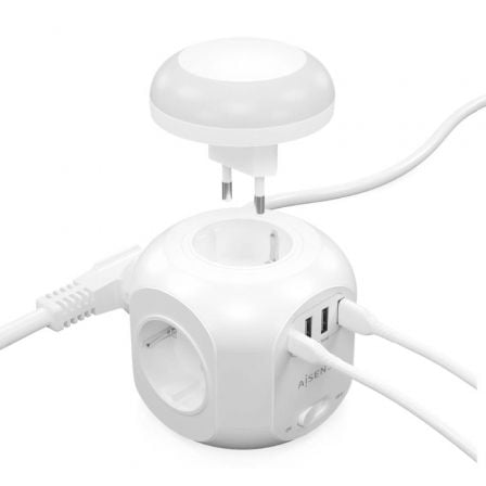 Regleta con Interruptor y Luz Nocturna Aisens ASPS-3A1CL01-W/ 4 Tomas de Corriente/ 1 USB Tipo-C/ 3 USB/ Cable 1.8m/ Blanco Regleta con Interruptor y Luz Nocturna Aisens ASPS-3A1CL01-W/ 4 Tomas de Corriente/ 1 USB Tipo-C/ 3 USB/ Cable 1.8m/ Blanco