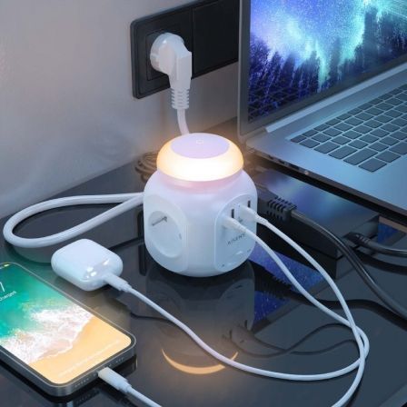 Regleta con Interruptor y Luz Nocturna Aisens ASPS-3A1CL01-W/ 4 Tomas de Corriente/ 1 USB Tipo-C/ 3 USB/ Cable 1.8m/ Blanco Regleta con Interruptor y Luz Nocturna Aisens ASPS-3A1CL01-W/ 4 Tomas de Corriente/ 1 USB Tipo-C/ 3 USB/ Cable 1.8m/ Blanco