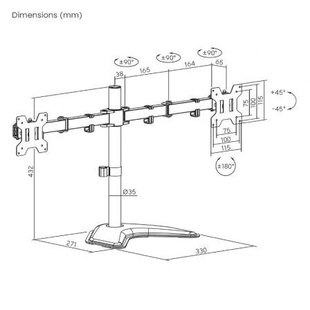 Soporte para 2 Monitores Aisens DT32TSR-285/ hasta 10kg Soporte para 2 Monitores Aisens DT32TSR-285/ hasta 10kg