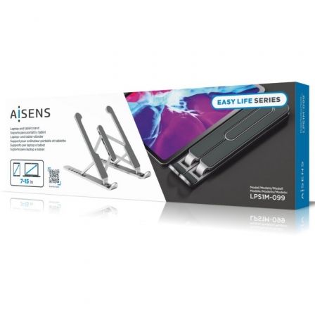 Soporte Aisens LPS1M-099 para Portátiles/ Tablets hasta 15'/ Plata Soporte Aisens LPS1M-099 para Portátiles/ Tablets hasta 15'/ Plata