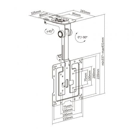 Soporte de Techo Giratorio/ Plegable Aisens CT43S-187 para TV de 19-43'/ hasta 20kg Soporte de Techo Giratorio/ Plegable Aisens CT43S-187 para TV de 19-43'/ hasta 20kg