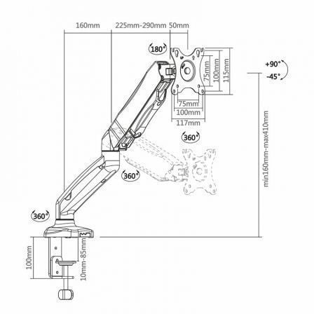 Soporte para Monitor Aisens DT27TSR-043/ hasta 9kg Soporte para Monitor Aisens DT27TSR-043/ hasta 9kg