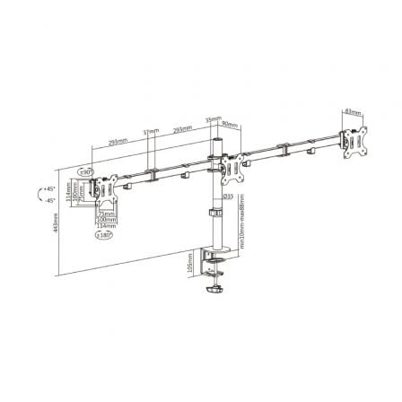 Soporte para 3 Monitores Aisens DT27TSR-061/ hasta 7kg Soporte para 3 Monitores Aisens DT27TSR-061/ hasta 7kg