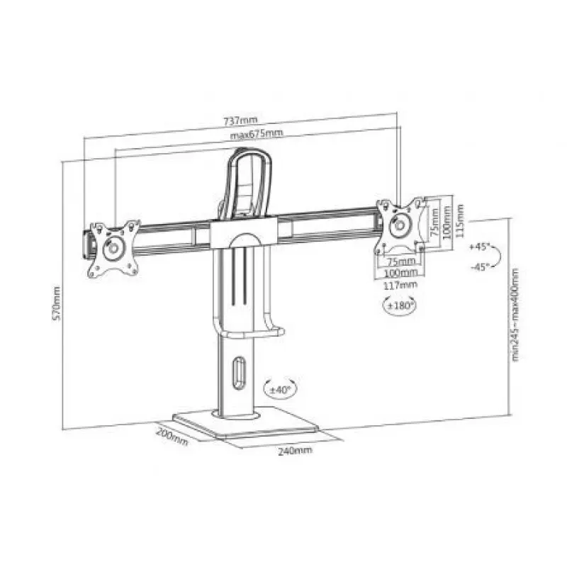 Soporte para 2 Monitores Aisens DT27TSR-065/ hasta 6kg Soporte para 2 Monitores Aisens DT27TSR-065/ hasta 6kg