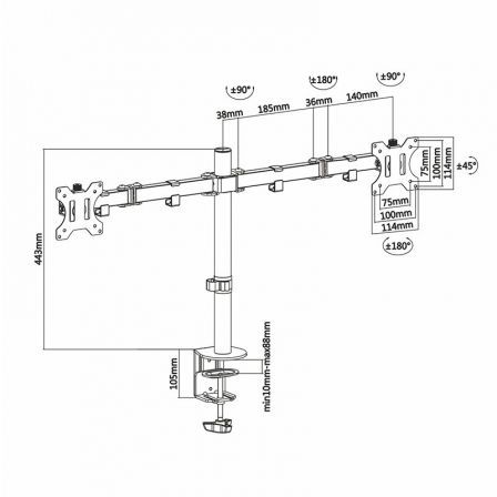Soporte para 2 Monitores Aisens DT32TSR-041/ hasta 8kg Soporte para 2 Monitores Aisens DT32TSR-041/ hasta 8kg