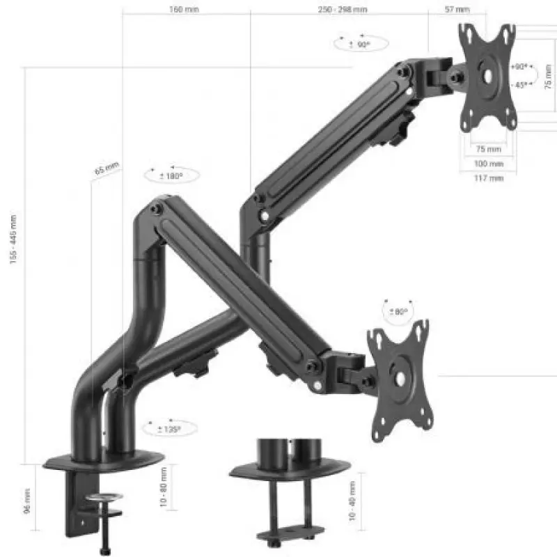 Soporte para 2 Monitores o TV Aisens DT32TSR-141/ hasta 8kg Soporte para 2 Monitores o TV Aisens DT32TSR-141/ hasta 8kg