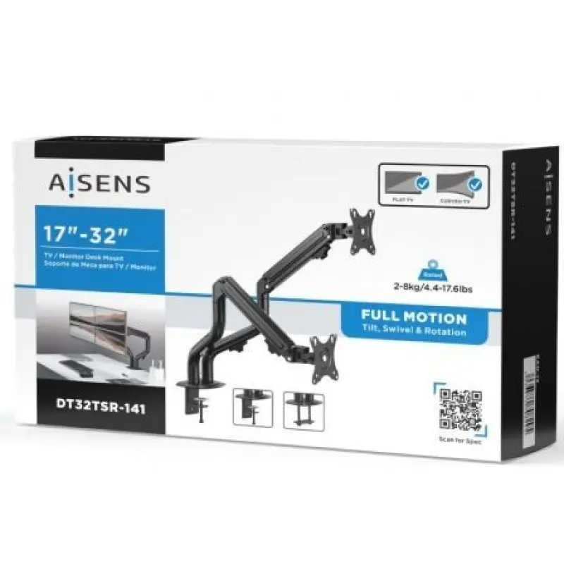 Soporte para 2 Monitores o TV Aisens DT32TSR-141/ hasta 8kg Soporte para 2 Monitores o TV Aisens DT32TSR-141/ hasta 8kg
