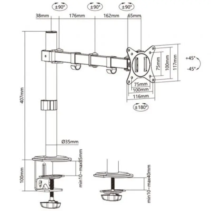 Soporte para Monitor y TV Aisens DT32TSR-147/ hasta 9kg Soporte para Monitor y TV Aisens DT32TSR-147/ hasta 9kg