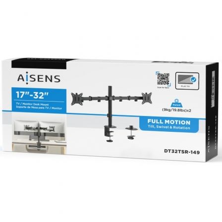 Soporte para 2 Monitores o TV Aisens DT32TSR-149/ hasta 9kg Soporte para 2 Monitores o TV Aisens DT32TSR-149/ hasta 9kg