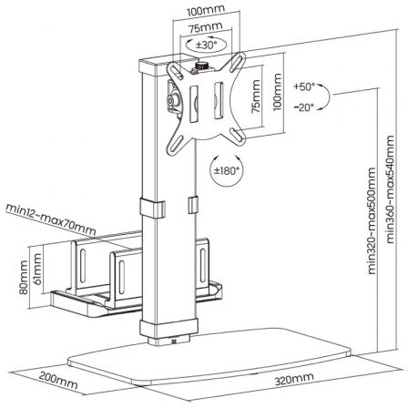 Soporte para Monitor,TV y MiniPC Aisens DT32TSR-165/ hasta 8kg Soporte para Monitor,TV y MiniPC Aisens DT32TSR-165/ hasta 8kg