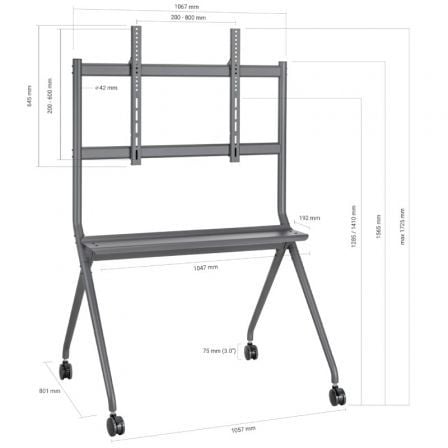 Soporte de Suelo con Ruedas Aisens FT86FE-143 para TV o Pantalla Interactiva 50'-86'/ hasta 120kg Soporte de Suelo con Ruedas Aisens FT86FE-143 para TV o Pantalla Interactiva 50'-86'/ hasta 120kg