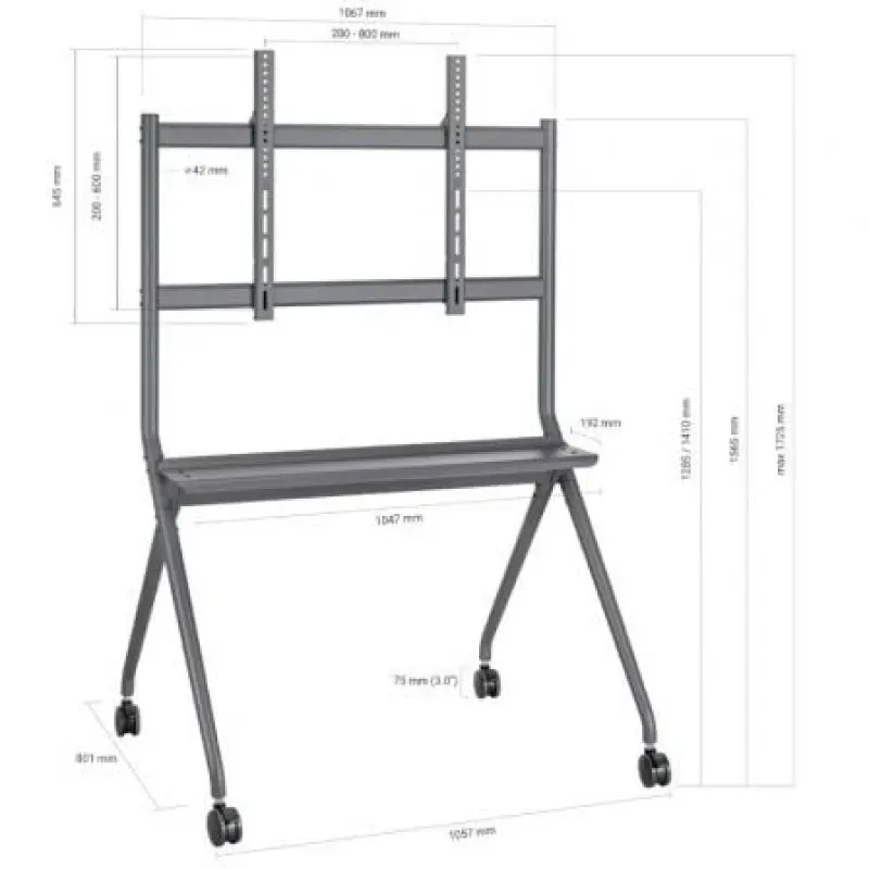 Soporte de Suelo con Ruedas Aisens FT86FE-143 para TV o Pantalla Interactiva 50'-86'/ hasta 120kg Soporte de Suelo con Ruedas Aisens FT86FE-143 para TV o Pantalla Interactiva 50'-86'/ hasta 120kg