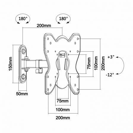 Soporte de Pared Extensible/ Inclinable/ Giratorio Aisens WT42TSE-007 para TV de 23-42'/ hasta 25kg Soporte de Pared Extensible/ Inclinable/ Giratorio Aisens WT42TSE-007 para TV de 23-42'/ hasta 25kg