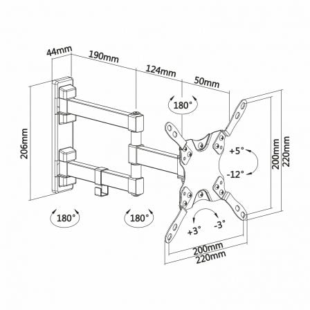 Soporte de Pared Extensible/ Giratorio/ Inclinable/ Nivelable Aisens WT42TSLE-011 para TV de 13-42'/ hasta 20kg Soporte de Pared Extensible/ Giratorio/ Inclinable/ Nivelable Aisens WT42TSLE-011 para TV de 13-42'/ hasta 20kg