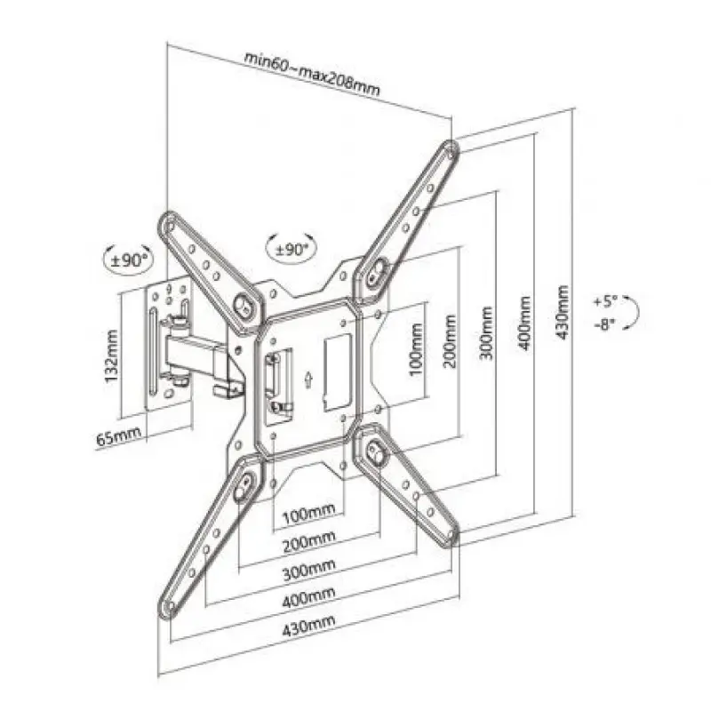 Soporte de Pared Extensible/ Giratorio/ Inclinable/ Aisens WT55TSE-151 para TV de 23-55'/ hasta 30kg Soporte de Pared Extensible/ Giratorio/ Inclinable/ Aisens WT55TSE-151 para TV de 23-55'/ hasta 30kg