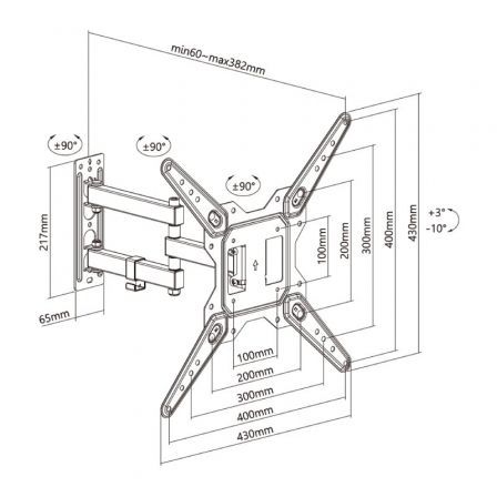 Soporte de Pared Giratorio/ Inclinable/ Aisens WT55TSE-153 para TV de 23-55'/ hasta 30kg Soporte de Pared Giratorio/ Inclinable/ Aisens WT55TSE-153 para TV de 23-55'/ hasta 30kg
