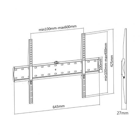 Soporte de Pared Fijo Aisens WT70F-069 para TV de 37-70'/ hasta 40kg Soporte de Pared Fijo Aisens WT70F-069 para TV de 37-70'/ hasta 40kg