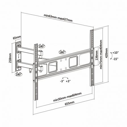 Soporte de Pared Giratorio/ Inclinable/ Nivelable Aisens WT70TSLE-021 para TV de 37-70'/ hasta 35kg Soporte de Pared Giratorio/ Inclinable/ Nivelable Aisens WT70TSLE-021 para TV de 37-70'/ hasta 35kg