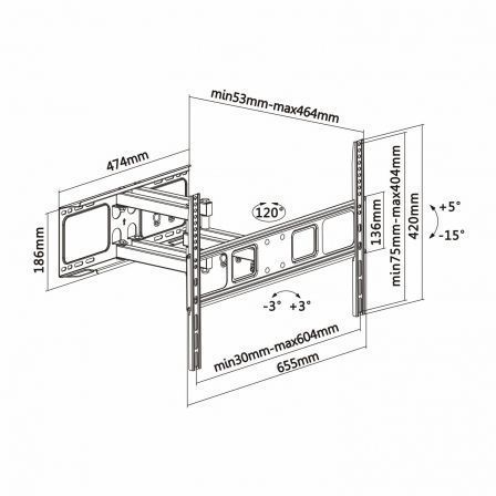 Soporte de Pared Giratorio/ Inclinable/ Nivelable Aisens WT70TSLE-023 para TV de 37-70'/ hasta 40kg Soporte de Pared Giratorio/ Inclinable/ Nivelable Aisens WT70TSLE-023 para TV de 37-70'/ hasta 40kg