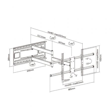 Soporte de Pared Giratorio/ Inclinable/ Nivelable Aisens WT80TSLE-161 para TV de 43-80'/ hasta 50kg Soporte de Pared Giratorio/ Inclinable/ Nivelable Aisens WT80TSLE-161 para TV de 43-80'/ hasta 50kg