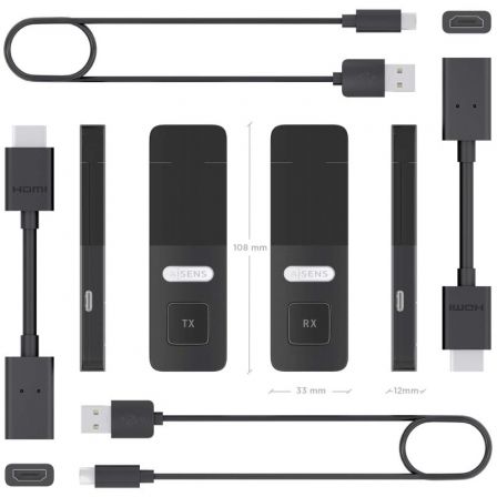 Adaptador de vídeo inalámbrico HDMI a HDMI Aisens ASWL-H2K30M001-BK Adaptador de vídeo inalámbrico HDMI a HDMI Aisens ASWL-H2K30M001-BK