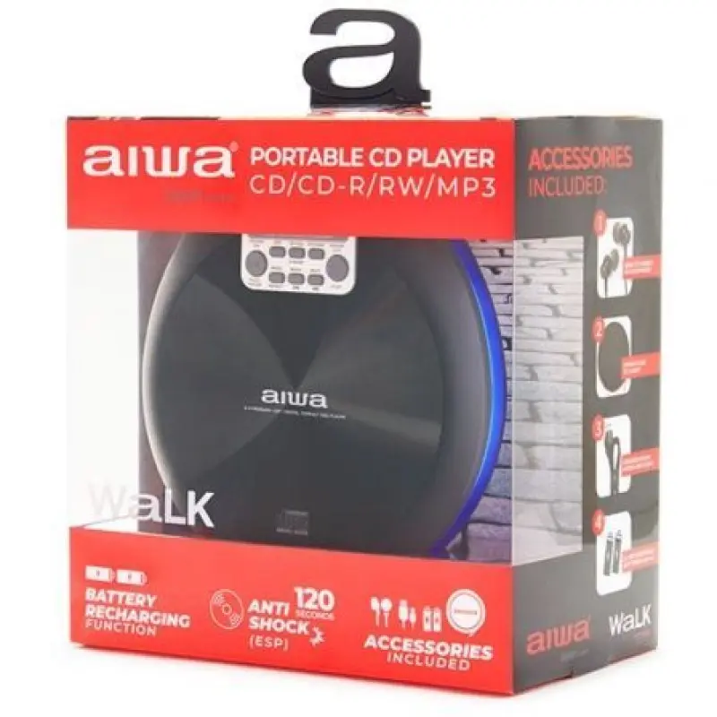 Reproductor de CD/CDR/MP3 Aiwa Walk PCD-810BL/ Azul Reproductor de CD/CDR/MP3 Aiwa Walk PCD-810BL/ Azul