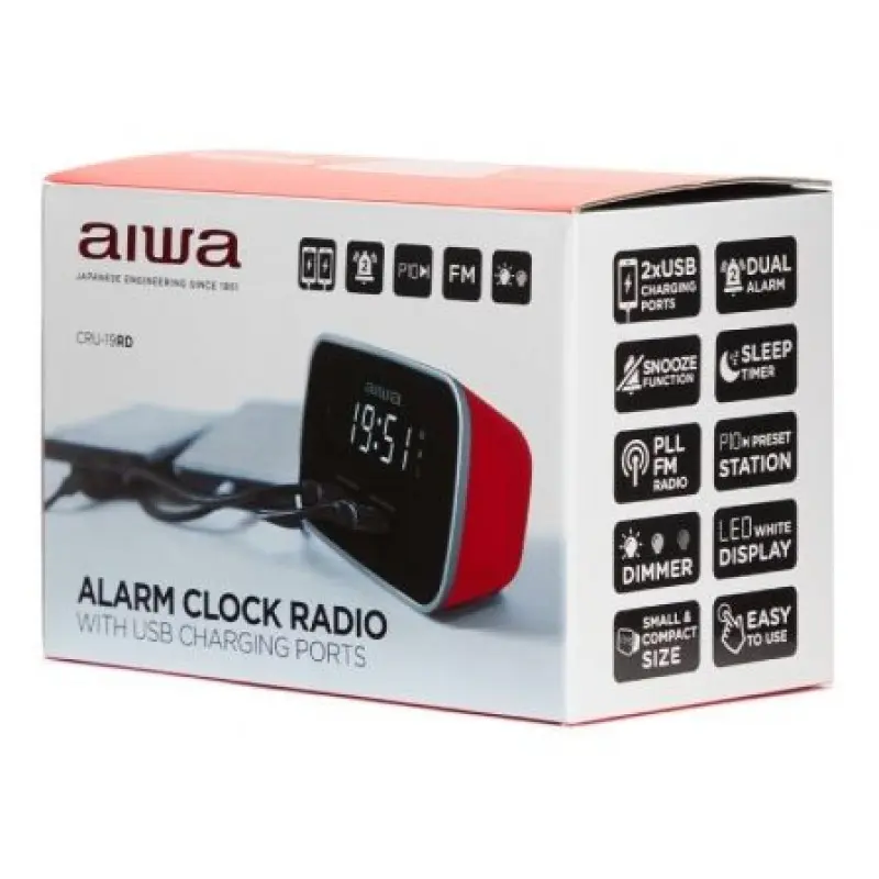 Despertador Aiwa CRU-19RD/ Radio FM/ Rojo Despertador Aiwa CRU-19RD/ Radio FM/ Rojo