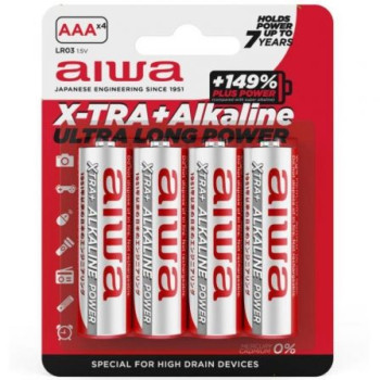Pack de 4 Pilas AAA Aiwa X-TRA+Alcaline LR03/ 1.5V/ Alcalinas Pack de 4 Pilas AAA Aiwa X-TRA+Alcaline LR03/ 1.5V/ Alcalinas