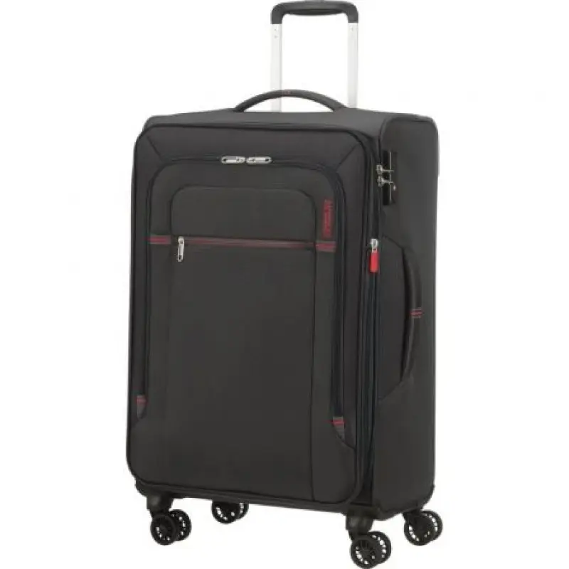 Maleta Mediana American Tourister Crosstrack Spinner Expansible 67cm/ 67.5x42x27.5cm/ 4 Ruedas/ Gris y Rojo Maleta Mediana American Tourister Crosstrack Spinner Expansible 67cm/ 67.5x42x27.5cm/ 4 Ruedas/ Gris y Rojo