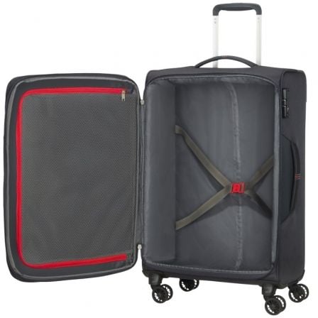 Maleta Mediana American Tourister Crosstrack Spinner Expansible 67cm/ 67.5x42x27.5cm/ 4 Ruedas/ Gris y Rojo Maleta Mediana American Tourister Crosstrack Spinner Expansible 67cm/ 67.5x42x27.5cm/ 4 Ruedas/ Gris y Rojo