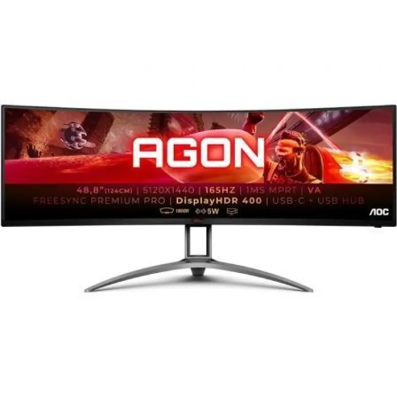 Monitor Gaming Ultrapanorámico Curvo AOC Agon AG493UCX2 48.8'/ Dual QHD/ 1ms/ 165Hz/ VA/ Multimedia/ Negro Monitor Gaming Ultrapanorámico Curvo AOC Agon AG493UCX2 48.8'/ Dual QHD/ 1ms/ 165Hz/ VA/ Multimedia/ Negro