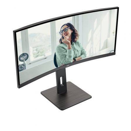 Monitor Profesional Curvo AOC CU34P3CV 34'/ WQHD/ Multimedia/ Regulable en altura/ Negro Monitor Profesional Curvo AOC CU34P3CV 34'/ WQHD/ Multimedia/ Regulable en altura/ Negro