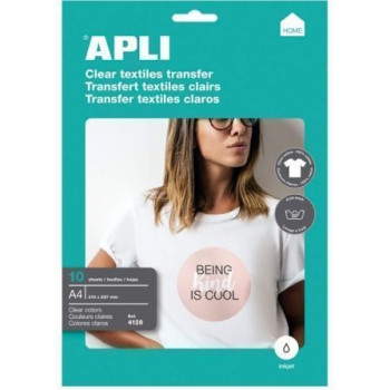 Papel Transfer Camisetas Apli 4128/ DIN A4/ 10 Hojas Papel Transfer Camisetas Apli 4128/ DIN A4/ 10 Hojas
