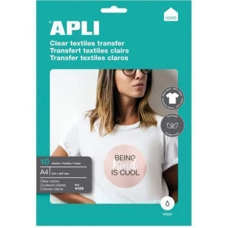 Papel Transfer Camisetas Apli 4128/ DIN A4/ 10 Hojas Papel Transfer Camisetas Apli 4128/ DIN A4/ 10 Hojas