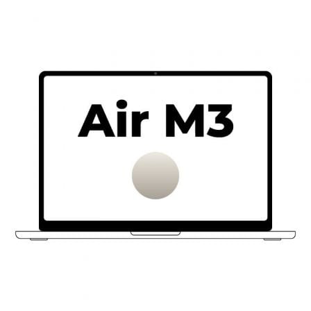 Apple Macbook Air 13,6'/ M3 8-Core CPU/ 16Gb/ 256Gb SSD/ 8-Core GPU/ Blanco Estrella Apple Macbook Air 13,6'/ M3 8-Core CPU/ 16Gb/ 256Gb SSD/ 8-Core GPU/ Blanco Estrella
