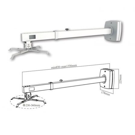 Soporte de Pared para Proyector Approx appSV03P/ Extensible/ hasta 10kg Soporte de Pared para Proyector Approx appSV03P/ Extensible/ hasta 10kg