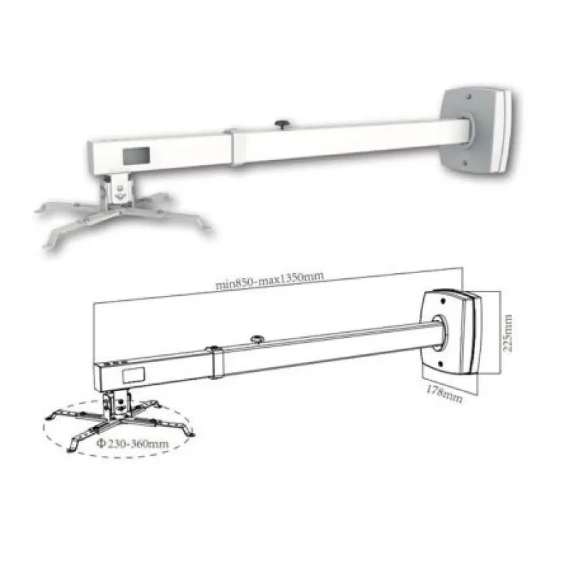 Soporte de Pared para Proyector Approx appSV03P/ Extensible/ hasta 10kg Soporte de Pared para Proyector Approx appSV03P/ Extensible/ hasta 10kg