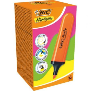 Caja de Marcadores Fluorescentes Bic Highlighter Flat Neón/ 12 unidades/ Naranjas Caja de Marcadores Fluorescentes Bic Highlighter Flat Neón/ 12 unidades/ Naranjas