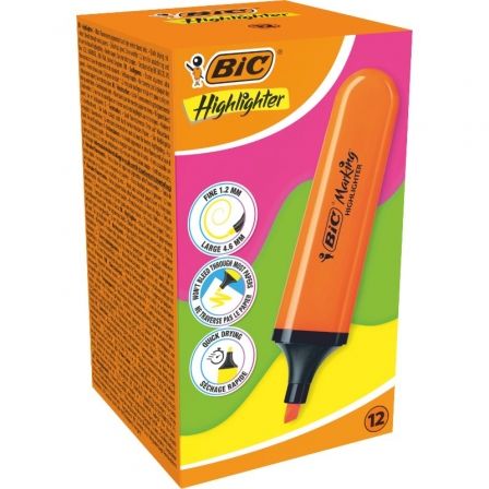 Caja de Marcadores Fluorescentes Bic Highlighter Flat Neón/ 12 unidades/ Naranjas Caja de Marcadores Fluorescentes Bic Highlighter Flat Neón/ 12 unidades/ Naranjas