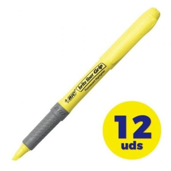 Caja de Marcadores Fluorescentes Bic Brite Liner Grip/ 12 unidades/ Amarillos Caja de Marcadores Fluorescentes Bic Brite Liner Grip/ 12 unidades/ Amarillos