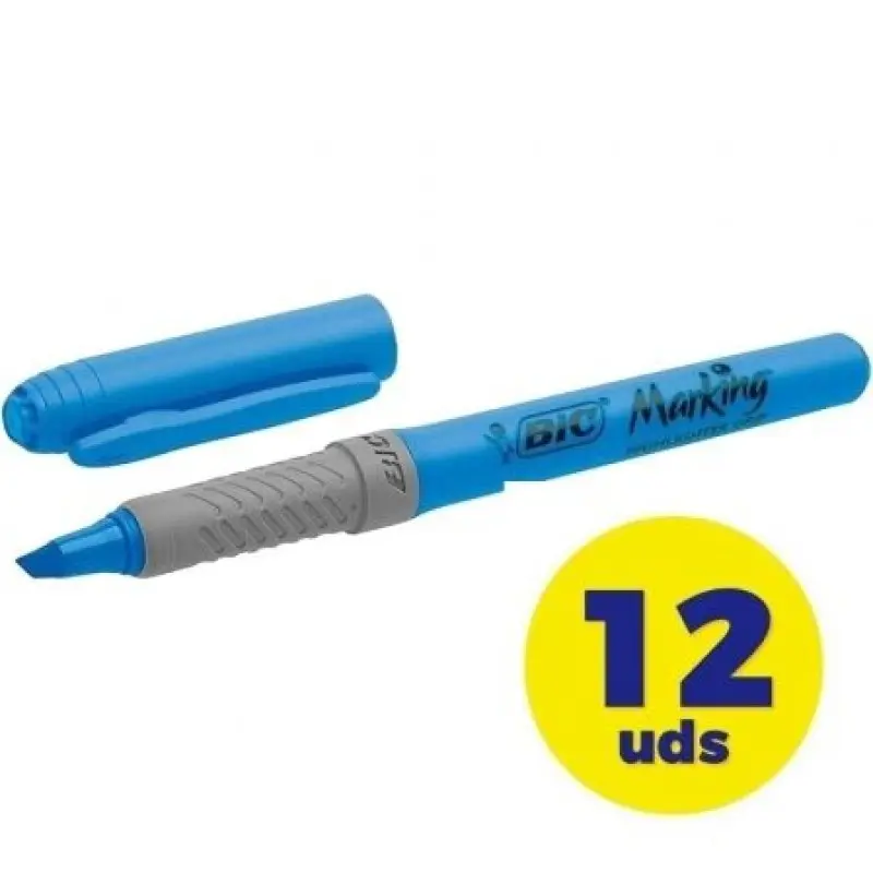 Caja de Marcadores Fluorescentes Bic Marking Highlighter Grip/ 12 unidades/ Azules Caja de Marcadores Fluorescentes Bic Marking Highlighter Grip/ 12 unidades/ Azules
