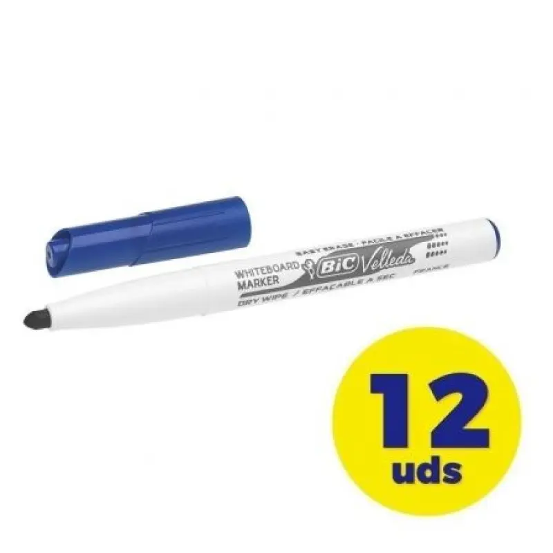 Caja de Rotuladores de Punta Redonda para Pizarra Bic Velleda 9581701/ 2mm/ 12 unidades/ Azules Caja de Rotuladores de Punta Redonda para Pizarra Bic Velleda 9581701/ 2mm/ 12 unidades/ Azules