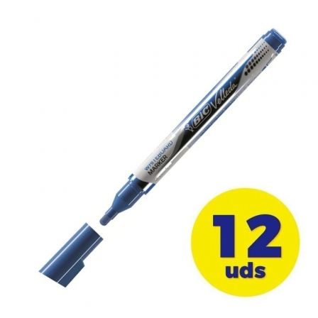 Caja de Rotuladores de Punta Redonda para Pizarra Bic Velleda 902087/ 1.5mm/ 12 unidades/ Azules Caja de Rotuladores de Punta Redonda para Pizarra Bic Velleda 902087/ 1.5mm/ 12 unidades/ Azules